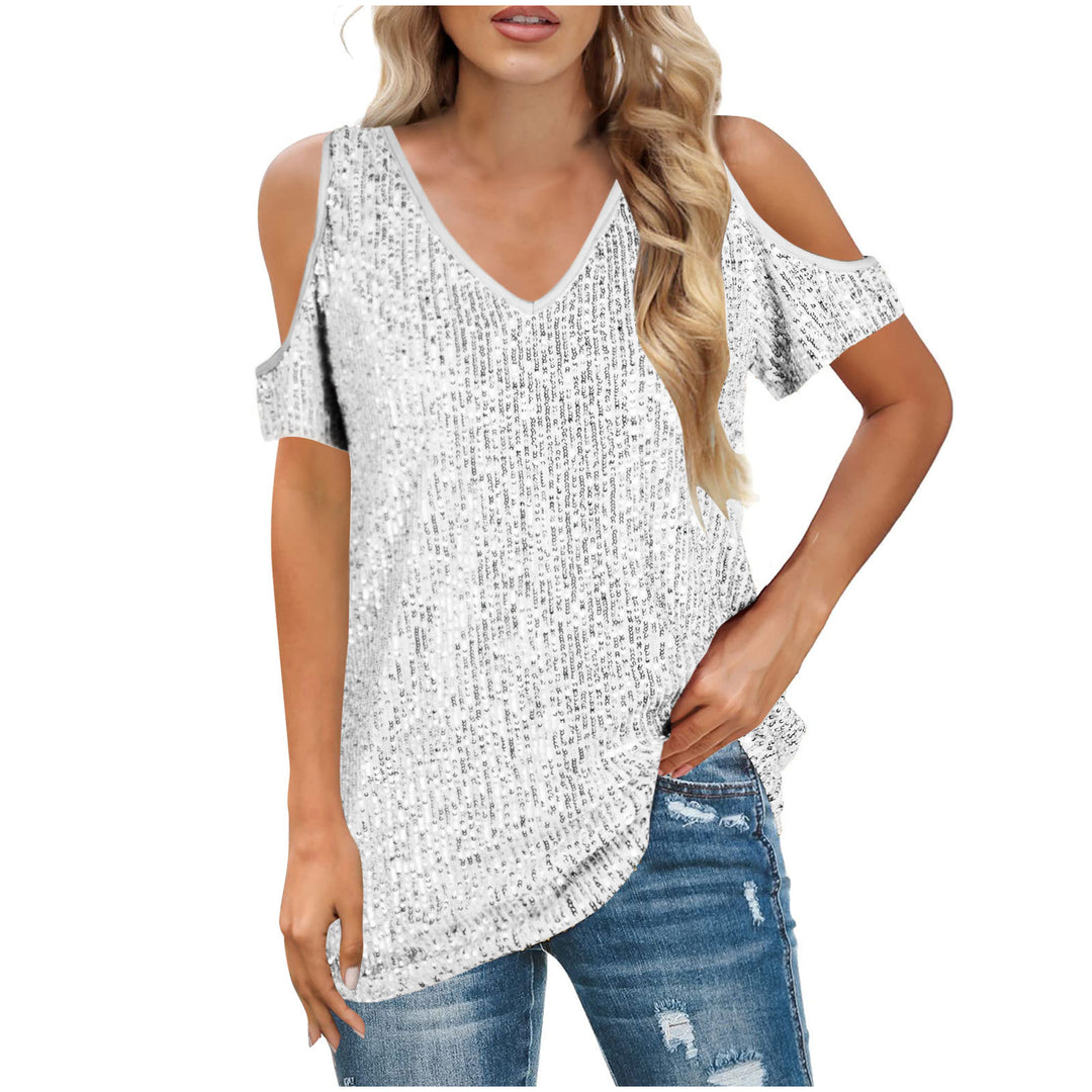 Dame Cold Shoulder Pailletten Top Stilla