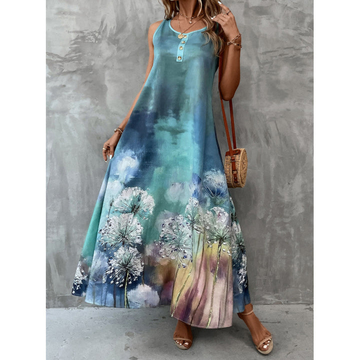 Femme Floral Print A-linje Maxi Kjole Stilla