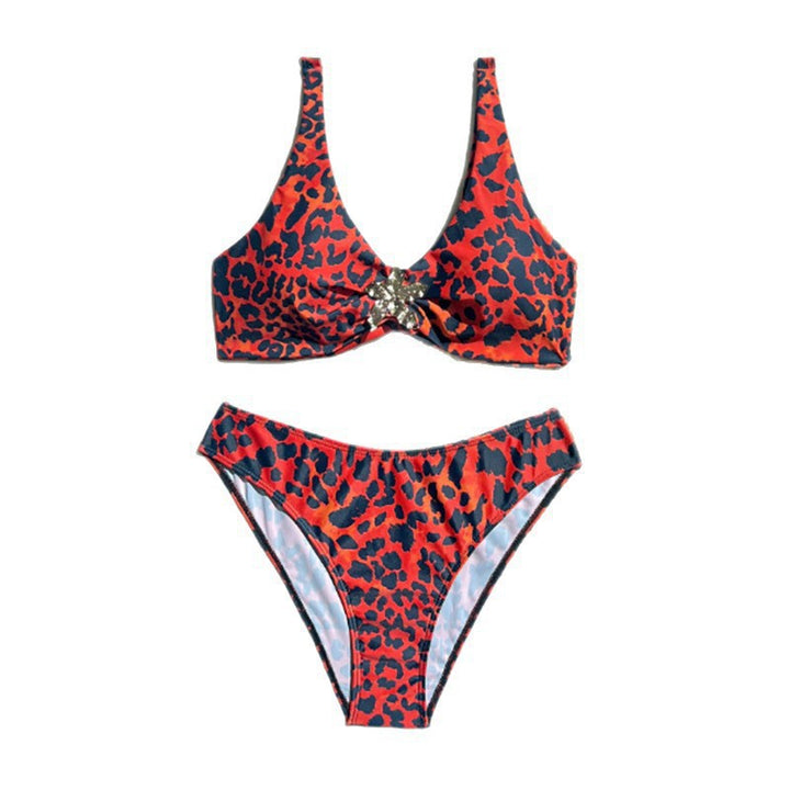 Dame triangel-bikini med trendy dyreprint og skinnende detalje Skovae