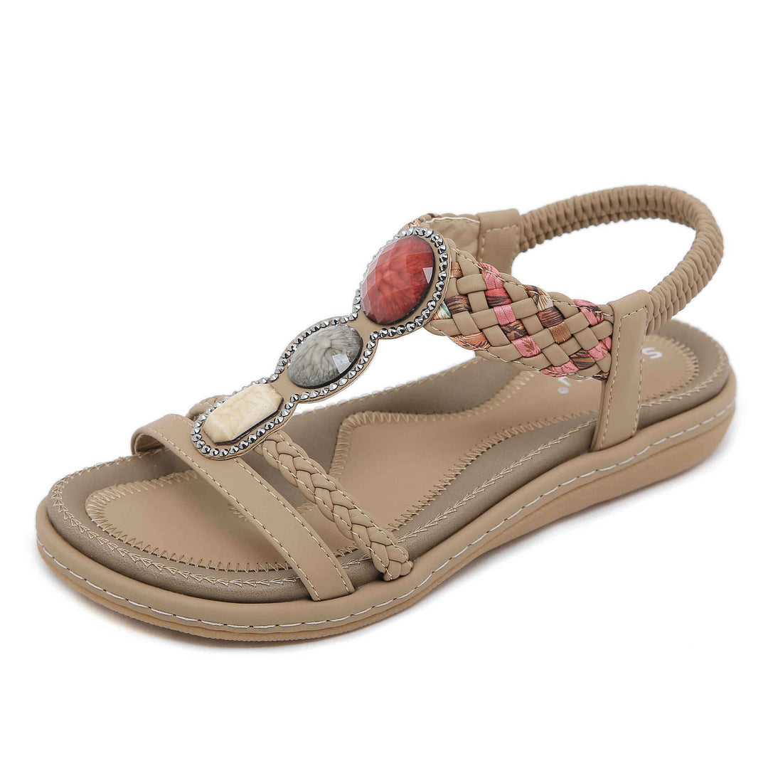 Dame sandaler med dekorerede remme og anatomisk fodseng Stilla