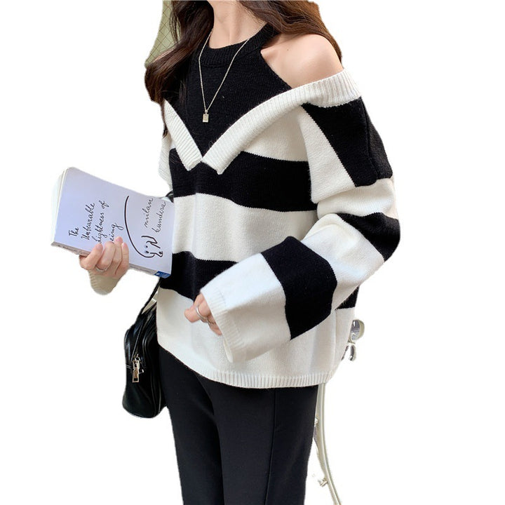Kvinders trendy sweater med udskæringer Stilla