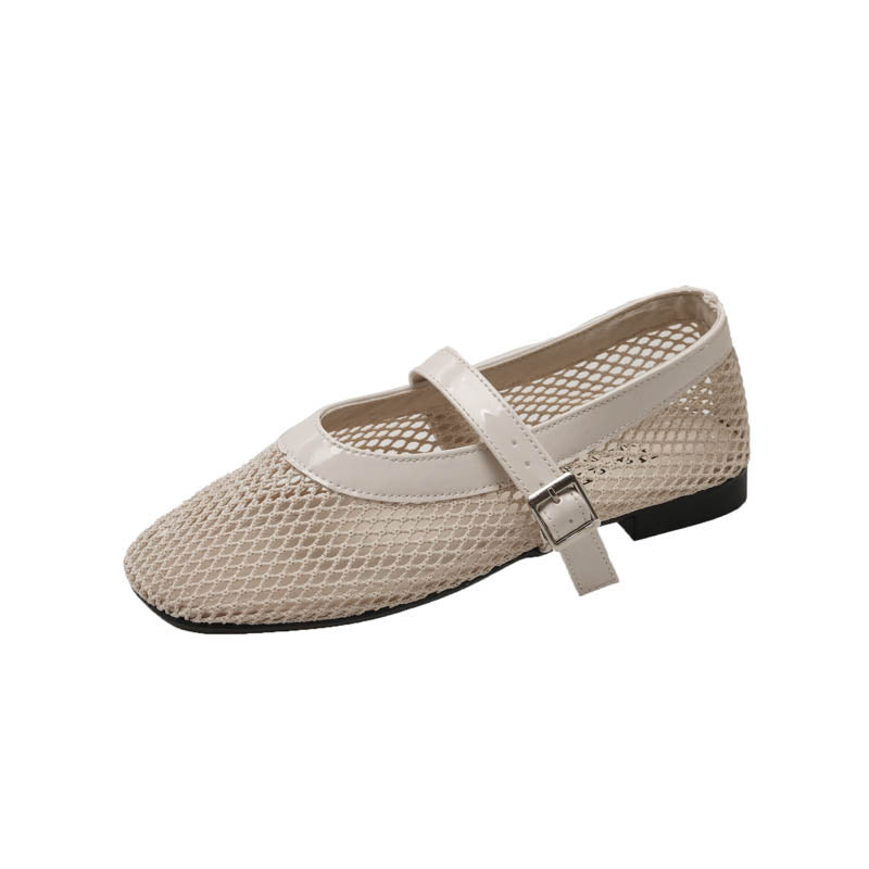Dame Casual Mesh Mary Jane Ballerinas med justerbar rem Stilla