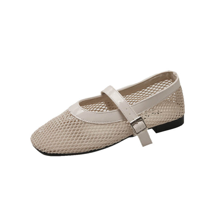 Dame Casual Mesh Mary Jane Ballerinas med justerbar rem Stilla