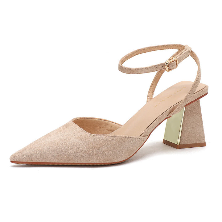 Kvinder Elegante Spidse Slingback Hæle med Chunky Metal Akcent Stilla