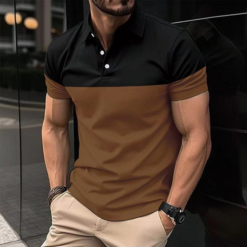 Herrer Polo-Skjorte med moderne farveblokdesign Stilla