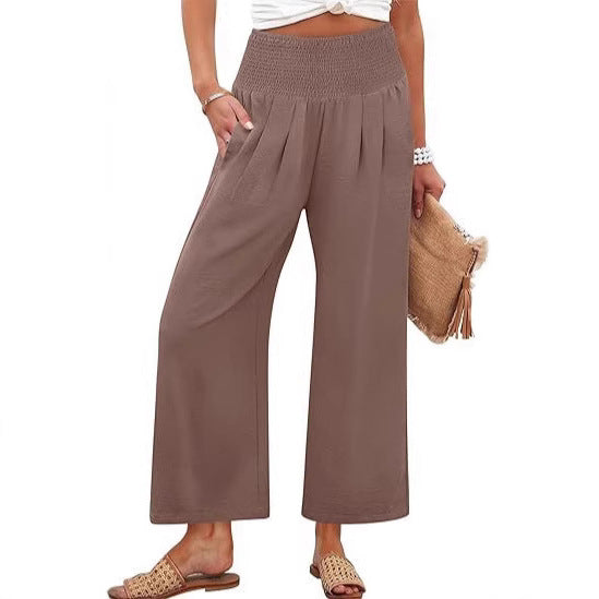 Dame Bred Culotte-bukser med elastisk talje og folder Skovae