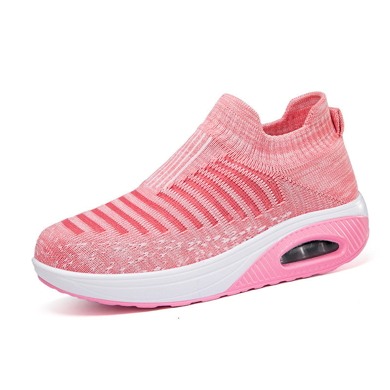 Dame nan strikket slip-on walking sneakers med anatomisk pronationsstøtte, luftpolstret mellemsål og sok-lignende skafte Skovae