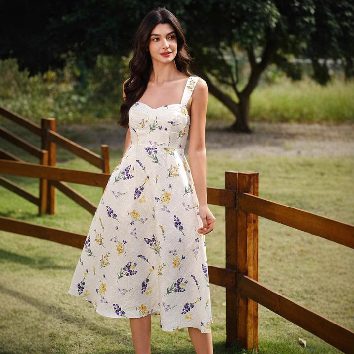 Kvinder Vintage-inspireret floral A-linje kjole Stilla