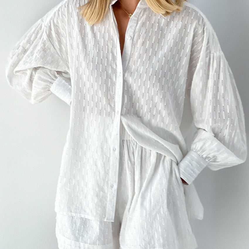 Dame løs bluse med struktureret design Stilla
