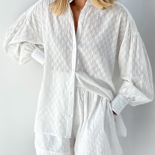 Dame løs bluse med struktureret design Stilla