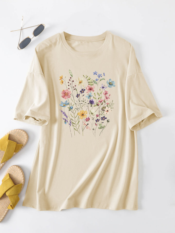 Kvinder Casual Sommer Bluse Skjorte med Blomsterprint Stilla