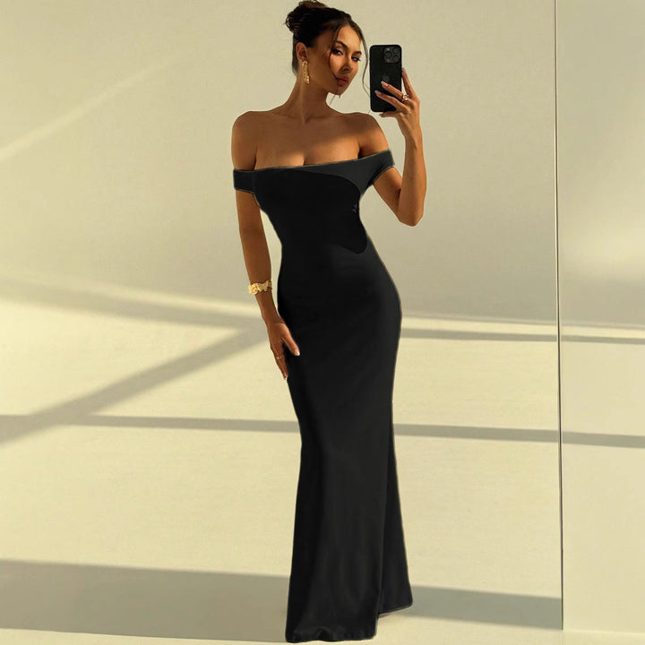 Dame Elegant Off-Shoulder Maxikjole med tætsiddende snit Skovae