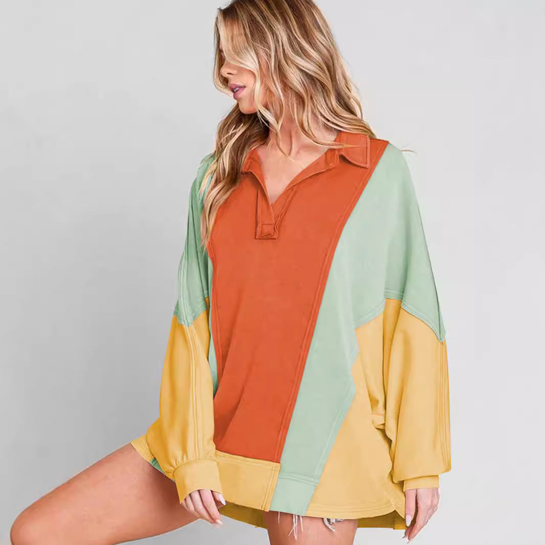 Dame Oversized Poloshirt med farverigt design og afslappet snit Stilla