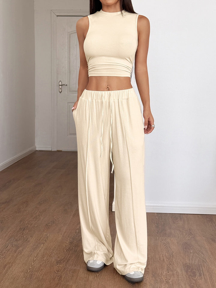 Dame Lounge-sæt med ærmeløs top og brede bukser Skovae