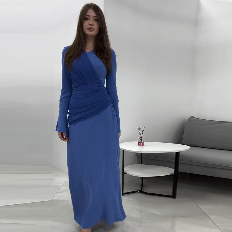 Dame elegant omslagsskjorte med asymmetrisk flæser og figursyet silhuet Stilla