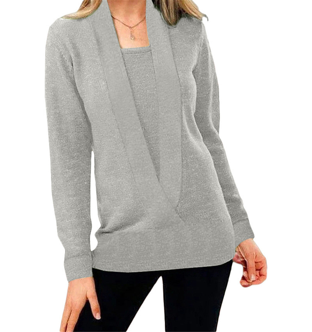 Dame elegant strikpullover med blød V-hals og stilfuld pasform Stilla
