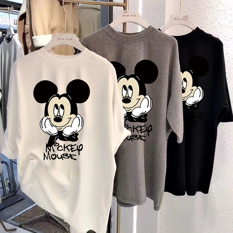 Dame T-shirt med kreativ Mickey Mouse grafiktryk og afslappet oversized pasform Stilla