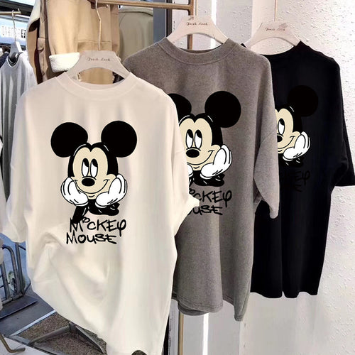 Dame T-shirt med kreativ Mickey Mouse grafiktryk og afslappet oversized pasform Stilla