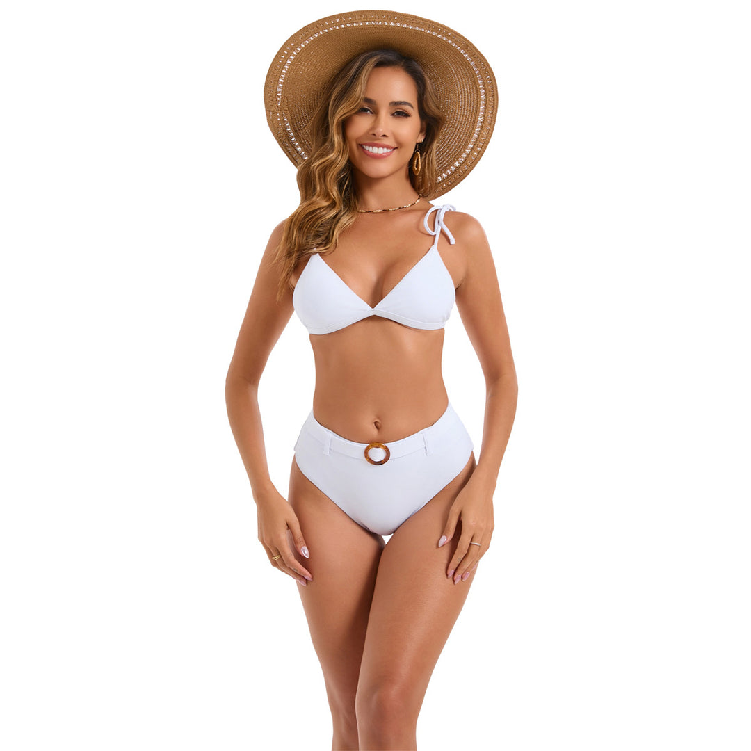 Dame triangel-bikini med elegant snøring og trendy ringlukning Skovae