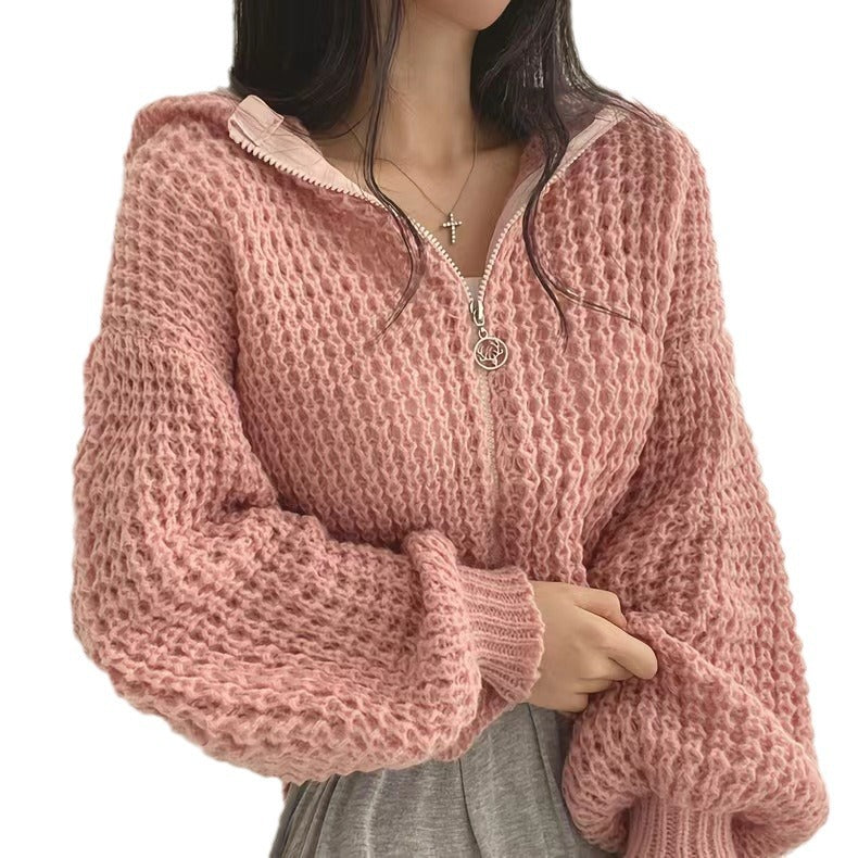 Kvinders fashionable cardigan med lynlås og løs pasform Stilla