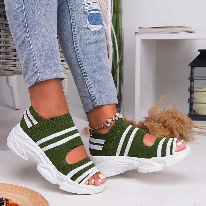 Dame Komfortable Sport-Sandaler med åndbar strik-overflade Stilla
