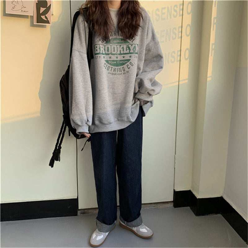 Femme Plus Size Grafisk Sweatshirt Stilla 1747901766