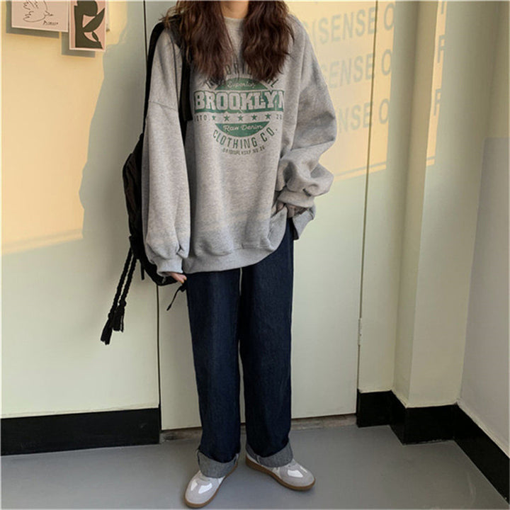Femme Plus Size Grafisk Sweatshirt Stilla 1747901766