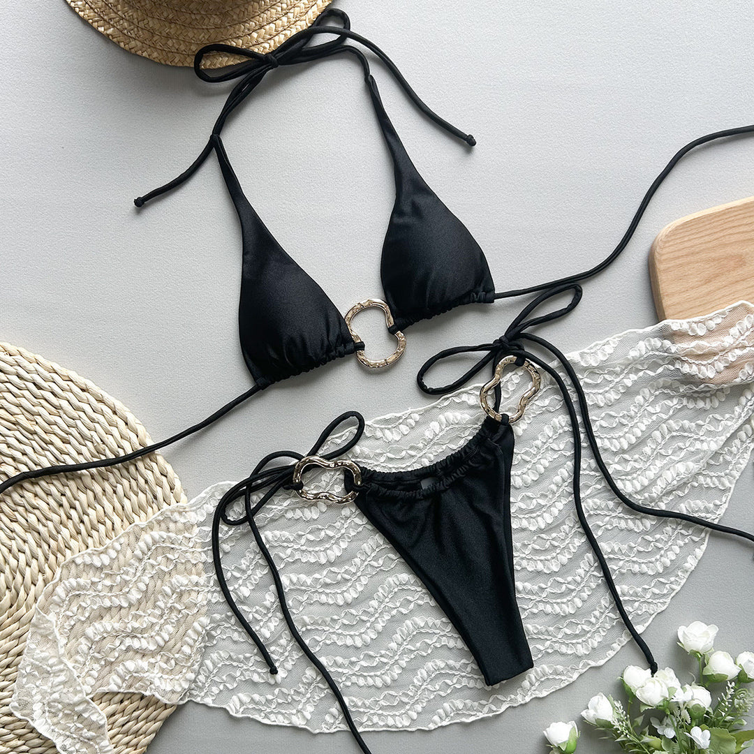 Dame Minimalistisk Bikini-Sæt med gyldne detaljer Stilla