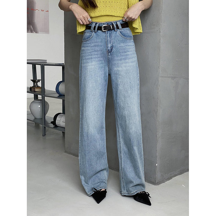 Dame High-Waist Jeans med bred ben og elastisk talje Stilla