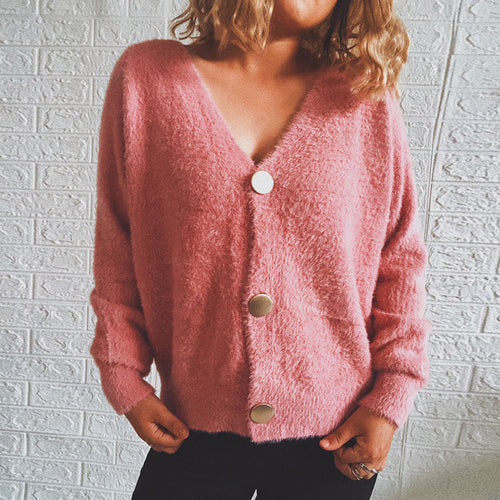 Kvinders hyggelige cardigan med store knapper og oversized pasform Stilla
