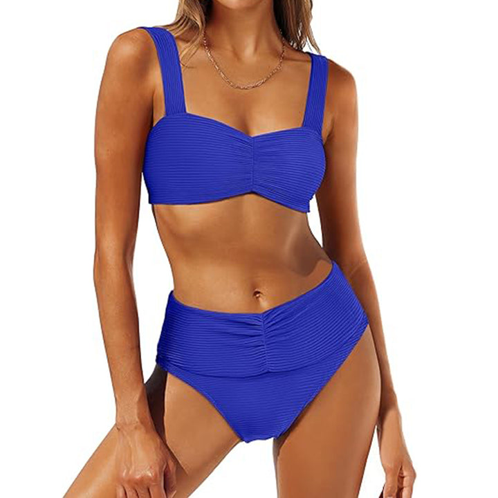 Dame Højt skåret Bikini-sæt med brede stropper og moderigtigt flæse-design Stilla