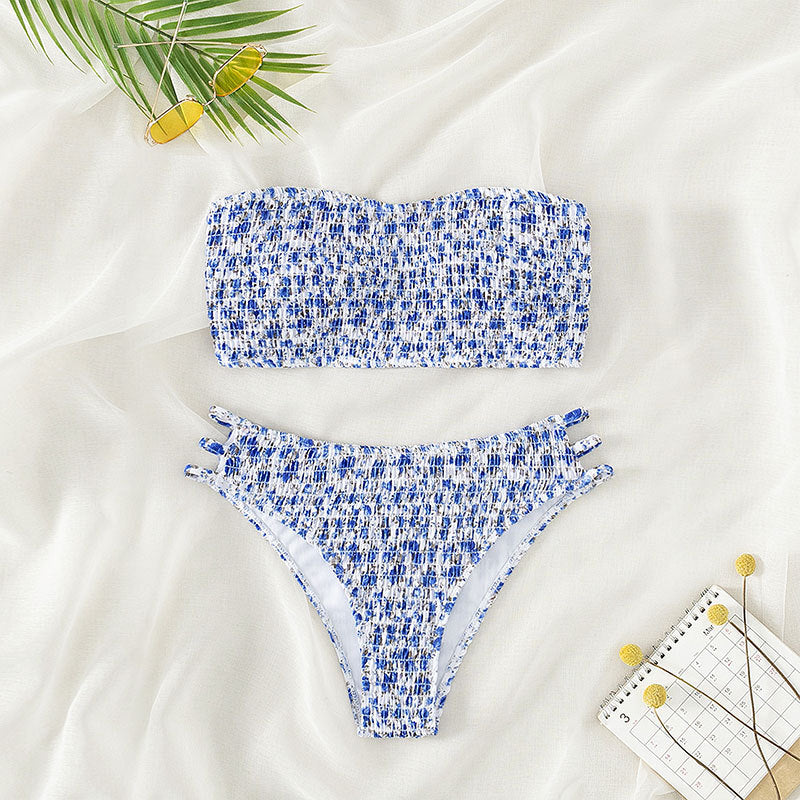 Dame Bandeau-bikini med moderigtigt knudedesign Skovae