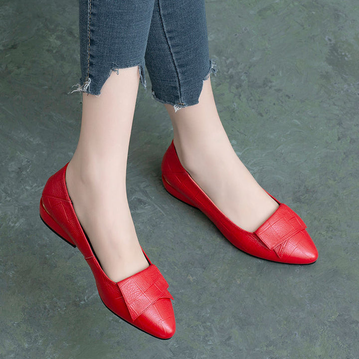 Dame elegante Ballerinas med modsperspektiv sløjfe-detalje Stilla
