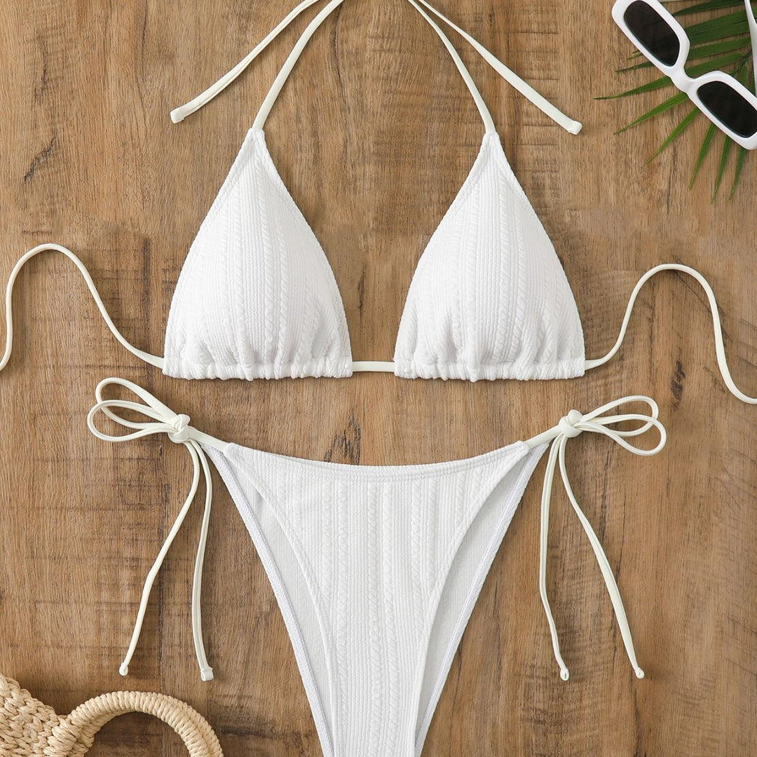 Dame triangel-bikini med struktureret tekstur og justerbare stropper Stilla