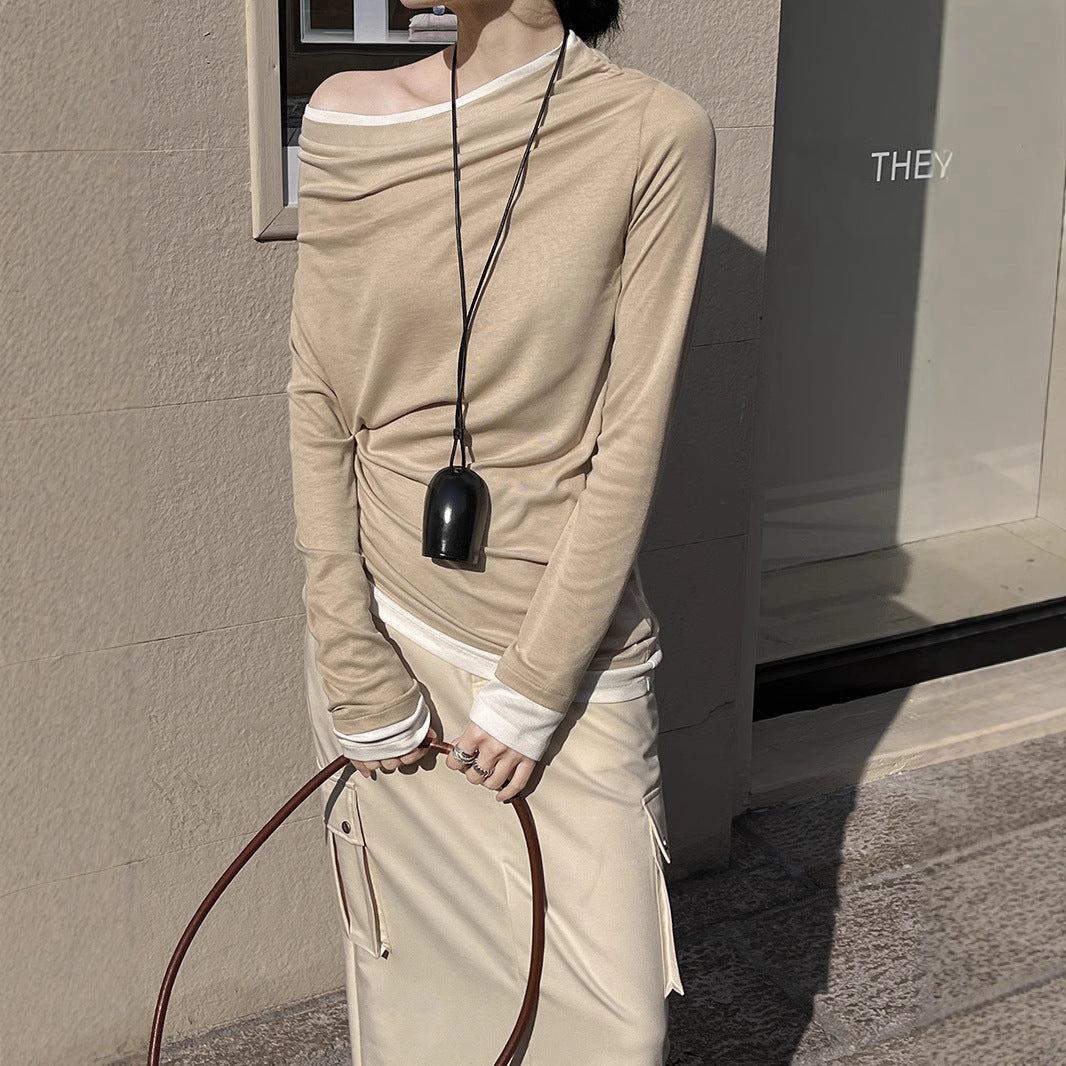 Damer Elegant asymmetrisk langærmet skjorte med højkvalitets detaljer Stilla