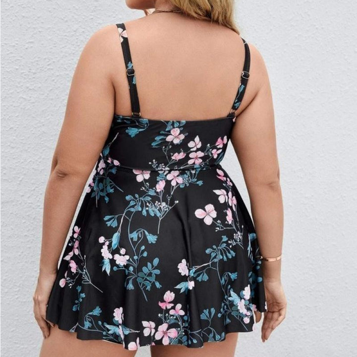 Dame sportligt tankini-sæt med blomstret top og shorts Skovae