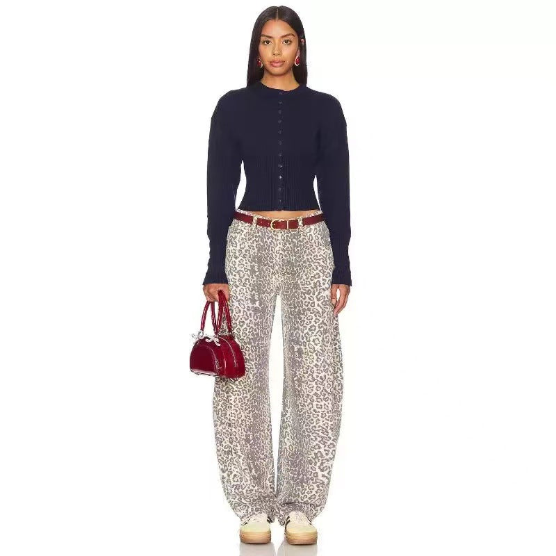Dame Relaxed Fit Leopardmønster Bukser Stilla