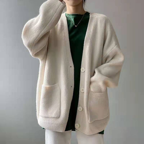 Femme Oversized Blød Strik Cardigan med Lommer Stilla