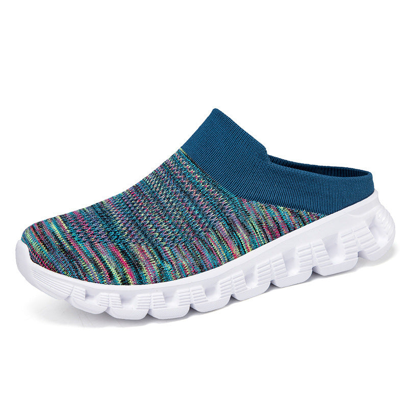 Unisex nan lette rejse-slip-on-mule med perforeret luftkammer-sål og sok-lignende strikskæft Skovae