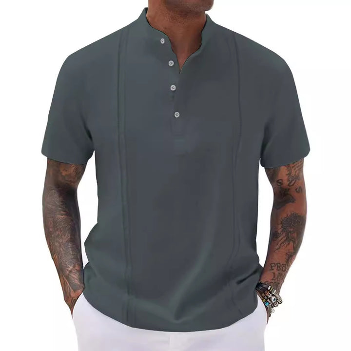 Herrer Poloshirt med moderne knapliste-design og åndbar struktur Stilla