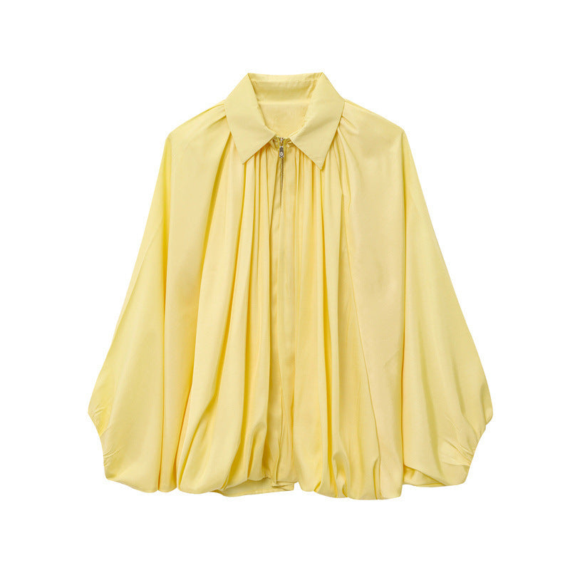 Dame elegant oversized skjorte med rynker Stilla
