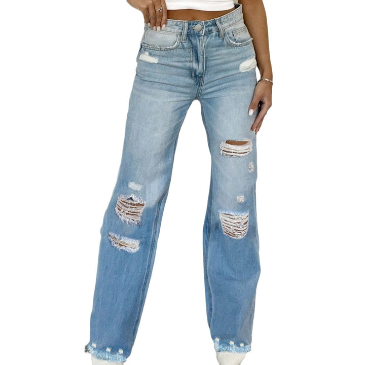 Dame High-Rise Zødelagte Løst Jeans Stilla