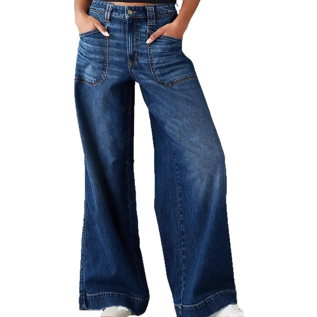 Dame brede jeans med høj talje Stilla