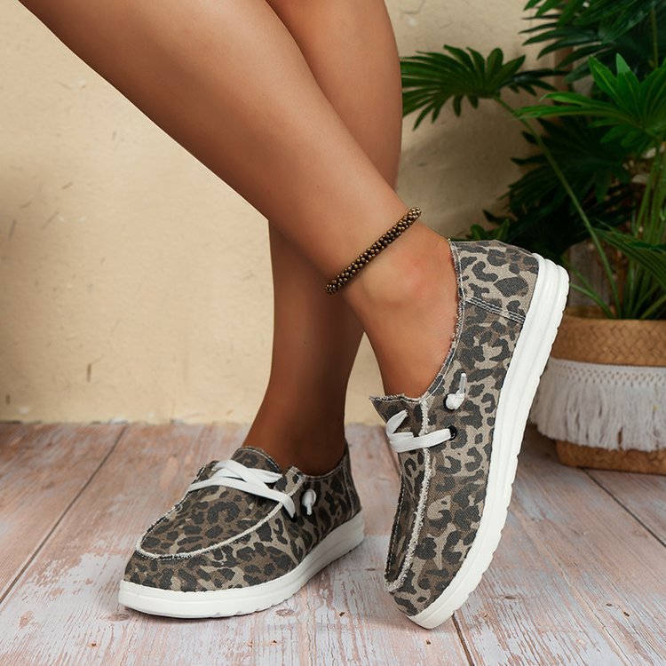 Dame nan Segeltuch-Mokassin-Sneaker med elastisk snørebånd polstret komfortfodbed og profileret gummiydersål Skovae
