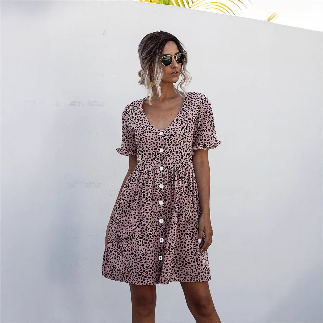 Dame Button-Up Trappel Mini Kjole Stilla