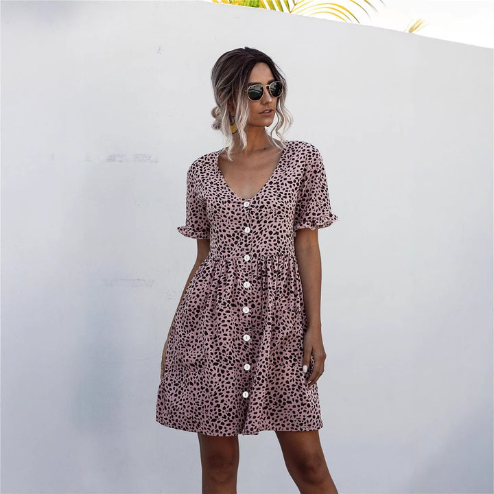 Dame Button-Up Trappel Mini Kjole Stilla