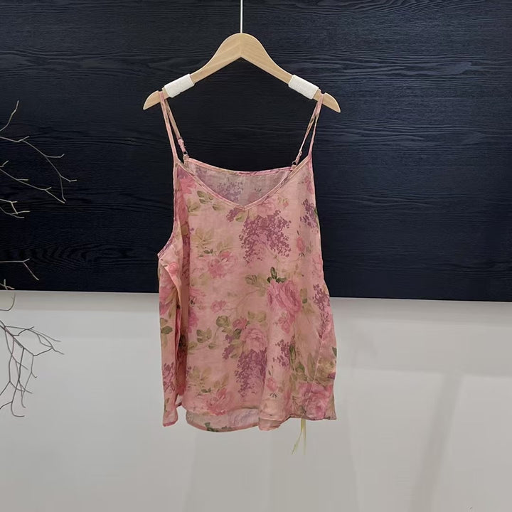 Femme Floral Print Strop T-shirt Stilla