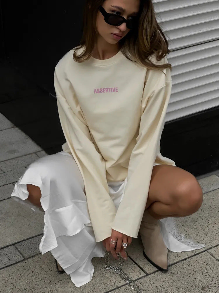 Kvinders afslappede oversized sweatshirt med printdesign Skovae