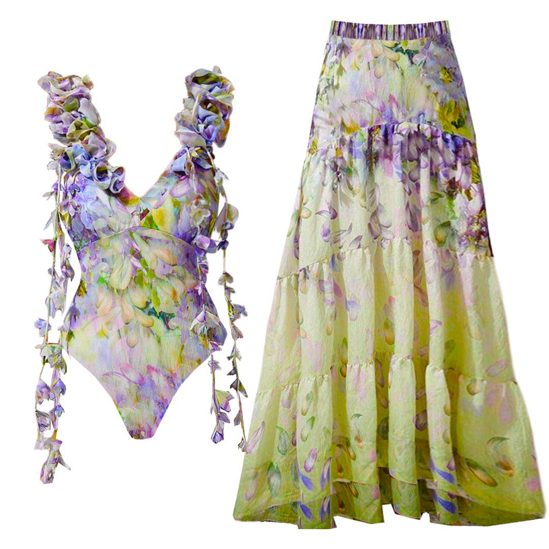 Dame One-piece badebuks med elegante ruffles detaljer Skovae