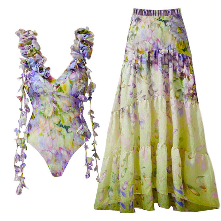 Dame One-piece badebuks med elegante ruffles detaljer Skovae